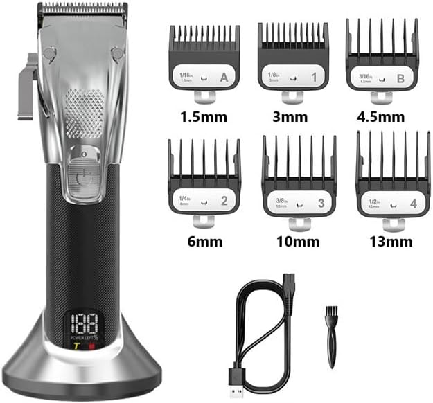Mrxfn бербер ножици клипири за коса за мажи, прилагодливи бербер електричен клипер за коса професионален LCD дисплеј за коса
