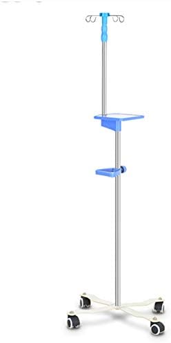 Deluxe Drip Stand Protable Height Прилагодлив со леано железо база 4 тркала, инфузија штанд за клиника или дом, 4 куки
