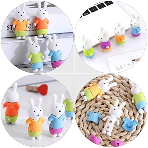 Зајак мини бришачи за зајаци за зајаци деца со молив: 15 парчиња животински облик на животни за канцелариски материјал за канцелариски материјали