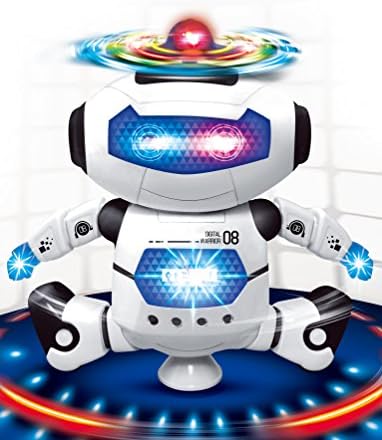 PowerTrc Симпатична играчка за одење и танцување робот за деца | Интерактивен 360 ° танц спин Смарт робот со LED Light & Music