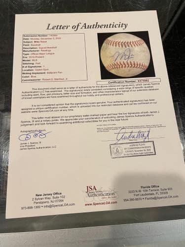 Мајк Пастрмка Лос Анџелес Ангели Игра Користи Потпишан Бејзбол Целосна Јса 982-Автограм Бејзбол