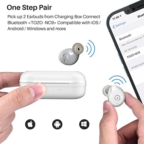 Тозо НЦ9 2022 Верзија Хибридно Активно Поништување На Бучава Безжични Слушалки, Во Слушалки ЗА Уши IPX6 Водоотпорен Bluetooth