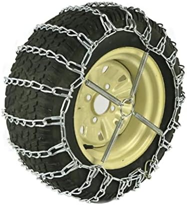 Продавницата РОП | 2 синџири на гуми за врски и затегнувачи за косилка за тревници Johnон Дер со гуми 18x8.5x8