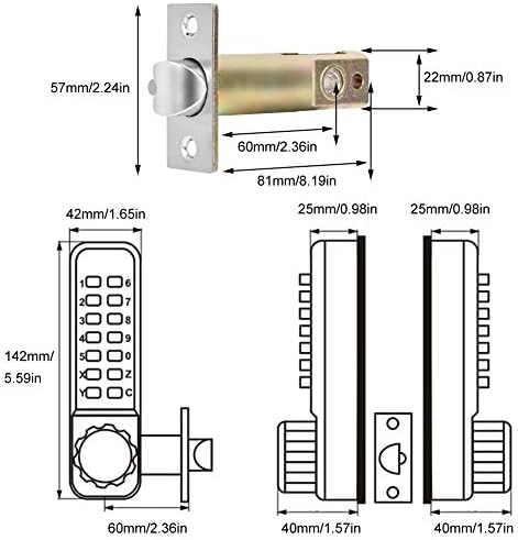 Дигитална механичка лозинка заклучување на вратата, заклучување на лозинка за лизгање на вратата 1-11 Дигитална комбинација на копчето за копче на вратата на копчет