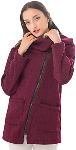 Andongnywell жени палто пријатно високо јака руно нејасно факс -смолчето патент јакна топла забава за надворешни работи, случајно носење