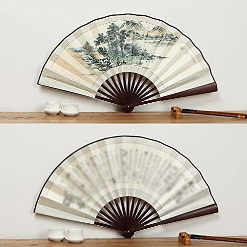 ФОНМЕ декорација на вентилаторот за преклопување на вентилаторот, 10 -инчен бамбус свилена ткаенина антички стил преклопување вентилатор за мажи