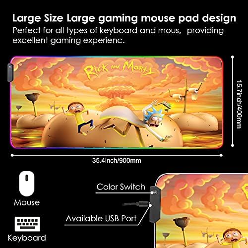 Beoesa RGB Глувчето РАМПА ПРЕДВОДЕНА Светлина Игри Глувчето Рампа Со Гумени База Голем XXL игри глувчето Рампа Мат Оптимизиран за Гејмер 35. 4X15. 7