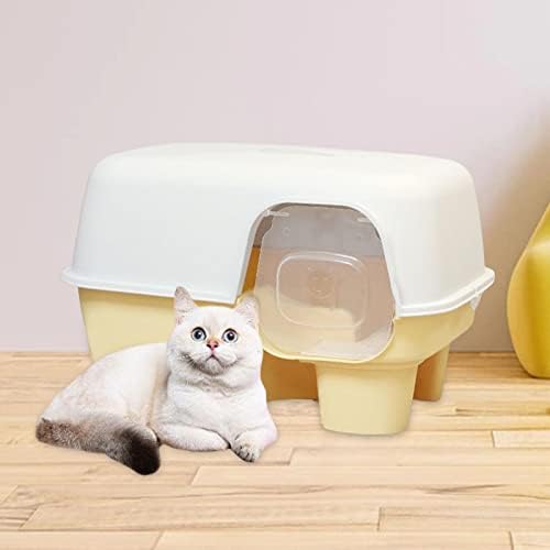 Генеричка Голема Затворена Кутија За Отпадоци За Мачки Целосно Затворен Сад Висока Страна Со Тоалет За Мачки Од Портата, Жолта