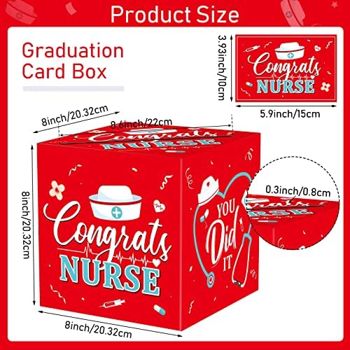 Забава Кутија За Картички За Дипломирање На Медицинска Сестра со 30 Парчиња Картички За Совети Честитки Кутија За Картички За