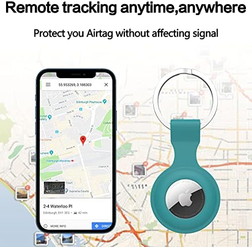 [4 Пакување] Мека Силиконска Футрола Компатибилна со Apple AirTag 2021, со Заштитник на Екранот од 8 парчиња, Лесен Капак За