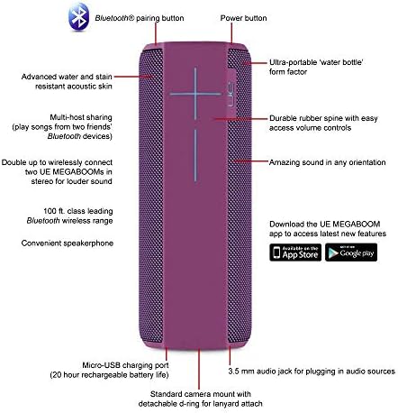 UE Megaboom Plum Безжичен мобилен звучник за Bluetooth