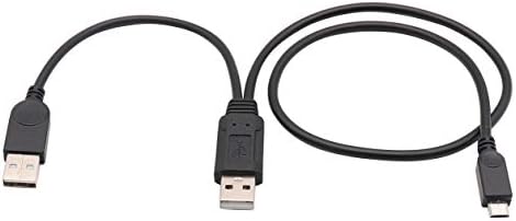 ZdycgTime USB 2.0 Микро кабел со двојна моќност, USB 2.0 Машко до USB 2.0 A +Micro USB MALE y адаптер за полнење кабел за Samsung, HTC, таблет и повеќе кабел за продолжување