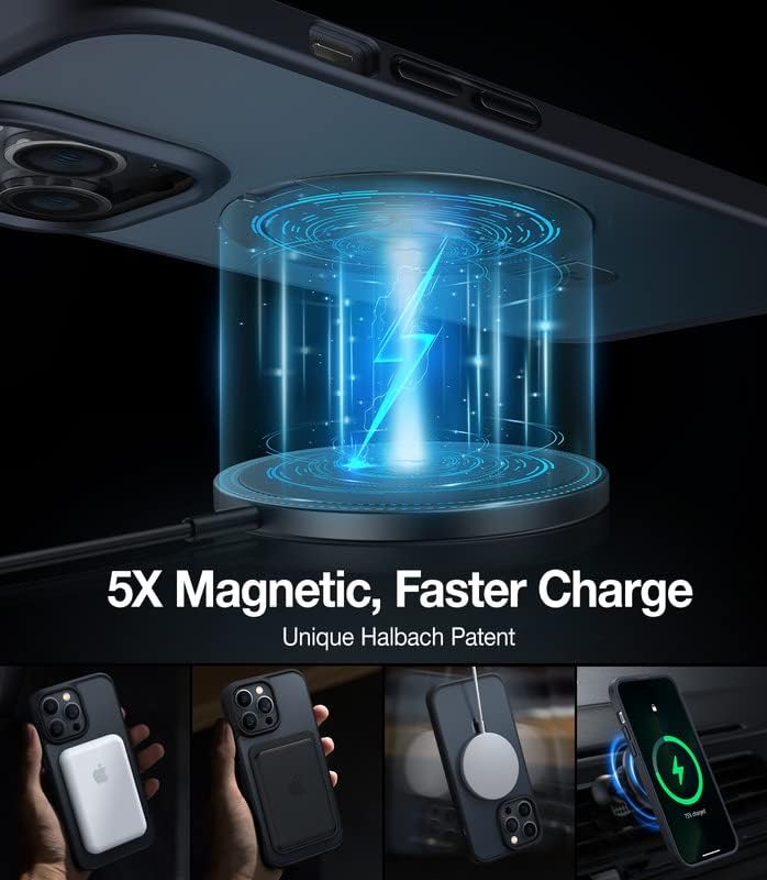 Torras Magnetic За Iphone 13 Pro Max Случај [Компатибилен Со Magsafe] Со Штанд, [Заштита Од Капка Во Воено Одделение] Проѕирен Заден Тенок