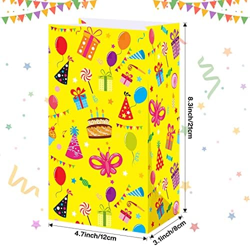 Пајеан 28 Парчиња Детска Роденденска Забава Чанти За Роденден Торби За Добрите Роденденски Подароци Шарени Хартиени Кеси За Лекување За