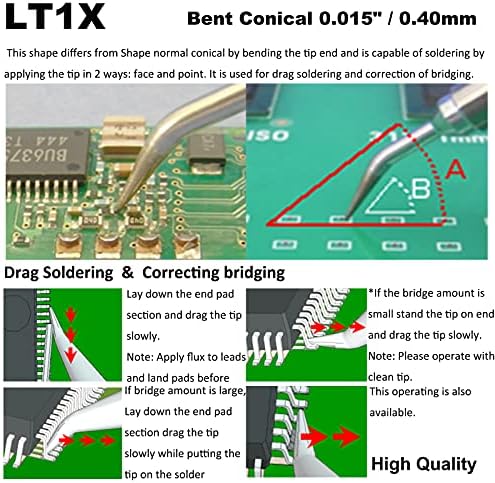 LT1X Свиткана Конусна 0,010 / 0,25 mm Врв За Лемење ЗА WXP80 WSP80 WP80 WP120 MPR PE75 TCPS WSFP8 WD1000 WSD81 WSD121 WS81 WD2000 Ace Бренд