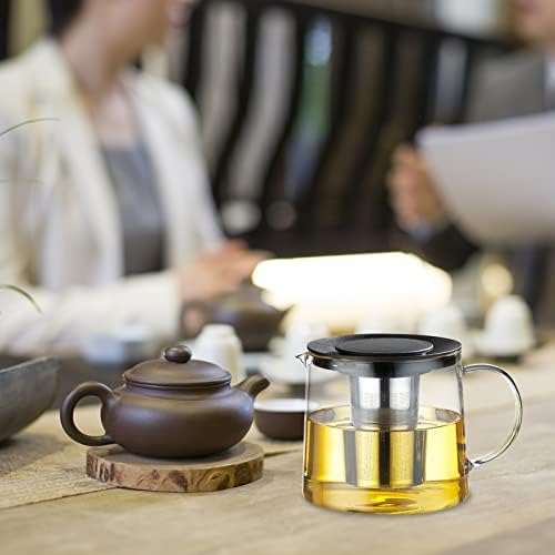 Хемотон стаклен чај сад чај чај котел со шпорет чај тенџере од тиклет вода што зоврива котел цвета чај чајник со цедалка од