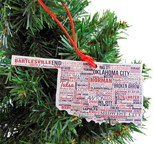 Вестман работи Божиќна украс Оклахома, дрвена декорација на дрвја, 5 инчи