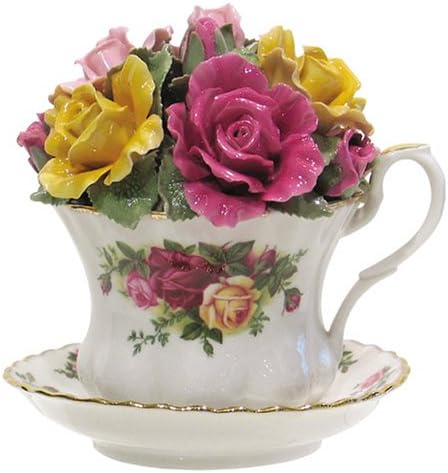 Ројал Алберт Старата Земја Рози Музички Чај, 1 Брои, Главно Бела Со Разнобојни Цветни Печати