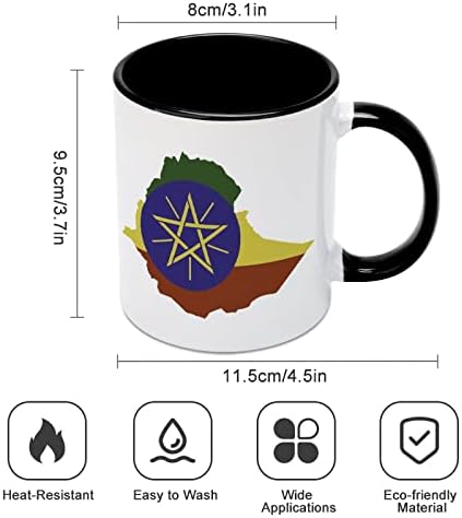 Етиопија Знаме Мапа Керамичка Кригла Креативна Црна Внатрешна Шолја За Кафе Трајни Чаши За Рачка Уникатни Подароци