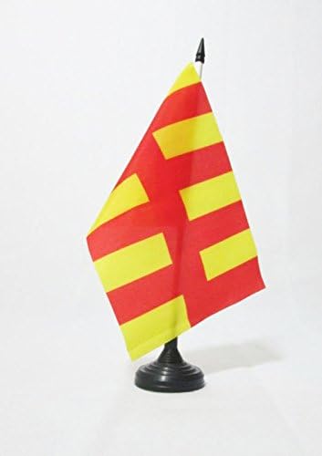 АЗ ЗНАМЕ Нортамберленд Округот Табела знаме 5 х 8 - Округот Северна. - Англиско Биро Знаме 21 х 14 см-Црн Пластичен Стап И Основа