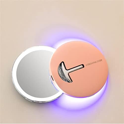 N/A рачно LED огледало за шминка со светло полнење со светло за пополнување светло за шминка Преносно розово преносно огледало