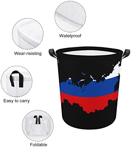 Знаме Мапа На Русија Корпа За Перење Корпа За Перење Канта За Складирање Торба Склоплива Висока Со Рачки