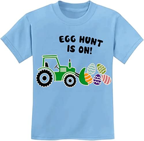 Велигденска кошула за мали момчиња девојчиња девојчиња јајца лов зајаче облеки копаат трактор деца маица
