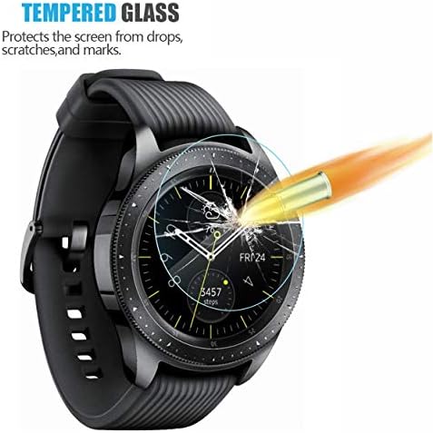 [4 пакет] Заштитен стаклен екран за стакло за Samsung Galaxy Watch 42mm / Gear S2, Akwox [0,33mm 2,5D висока дефиниција 9H] Premium Clear Screen Protector за Samsung Galaxy Watch SmartWatch 42mm / Gear S2