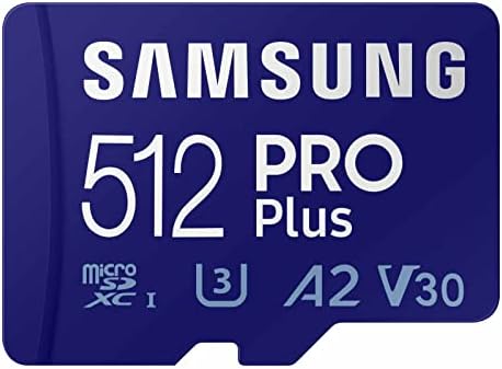 SAMSUNG PRO Плус Microsd Мемориска Картичка + Адаптер, 512gb MicroSDXC, До 180 MB/s, Целосна HD &засилувач; 4K UHD, UHS-I,C10, U3,