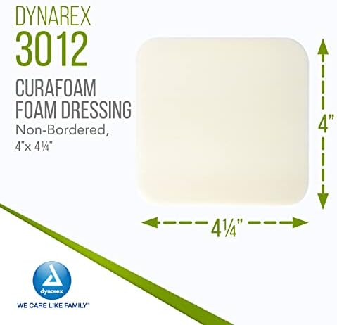 Dynarex Curafoam преливи за пена, не-гранични, стерилни, обезбедува перниче и влажна нега на рани, користени за тешки до тешки
