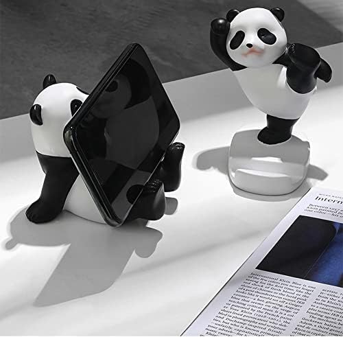 Телефонски штанд биро додатоци смола панда фигурини дома декоративни украси за таблети, слатки држачи на телефон