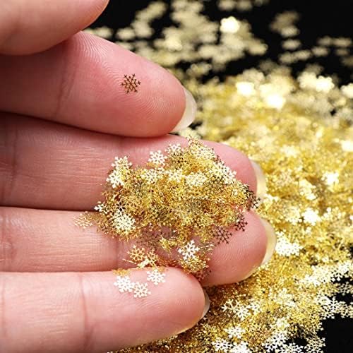 Божиќни шупливи златни сјајни секторот снежни снегулки мешани дизајнирани украси за додатоци за палета на нокти, xx005