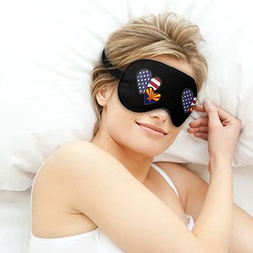 Испреплетени Срца Американско Државно Знаме На Stateзона Мека Маска За Очи Покријте Ефикасно Засенчување Удобност На Очите Маска за Спиење