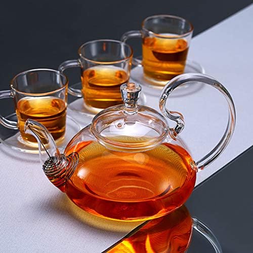 Стаклена вода чајница чајник, стаклена чајник од 1 парчиња крената рачка чајник чај чај за миризливиот чај украсен чајник за про transparentирен