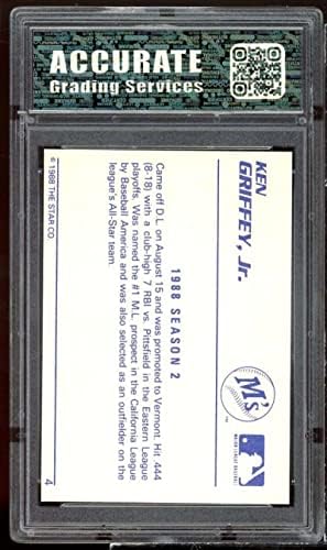 Кен Грифиј rуниор Дебитант картичка 1988 Starвезда Сребрена серија 2 AGS 10 Gem MT