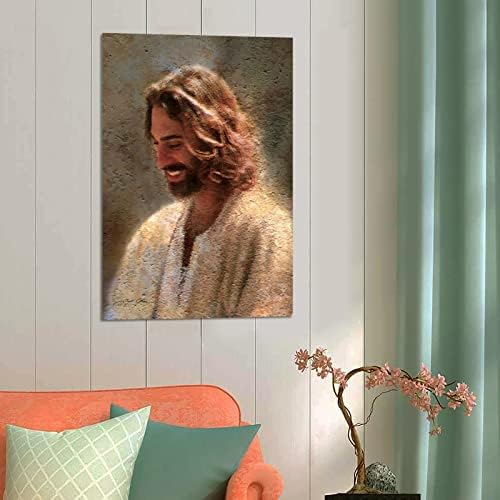 Ybs Исус Христос насмеано постер декоративно сликарство платно wallидна уметност дневна соба постери во спална соба 16x24inch