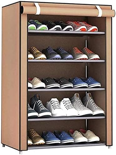 Организатор за складирање на кабинети за прилагодување на чевли со 5-нивоа на Xouvy со прашина од Оксфорд, прикриена до 15 пара, 23,6x11.8x35.4