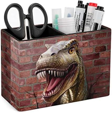 Диносаурус преку brickид од тули, кожен пенкало за моливче за молив, купови, организатор на кутија за контејнери за канцелариски садови