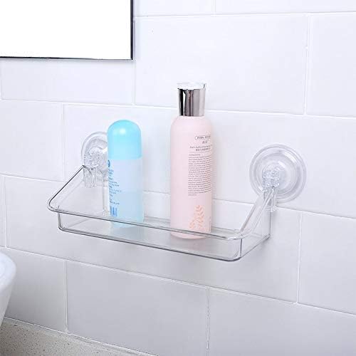 UXZDX CUJUX полица за туширање, мала чиста пластика за бања без дупчење wallид што виси организаторски полици за складирање