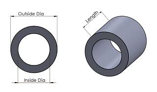 Алуминиумски растојание црна 3/4 OD X 3/8 ID X Изберете ја вашата должина, тркалезен растојание неоткриен затегнат облик на облик на грмушка, се вклопува завртки за заврт