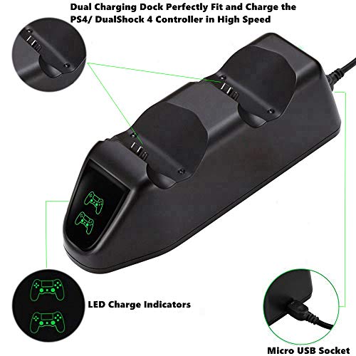 Rockpapa PS4 Контролер Полнач, USB Станица За Полнење Приклучок За Sony Playstation4 / PS4 / PS4 Слим / PS4 Pro Контролер