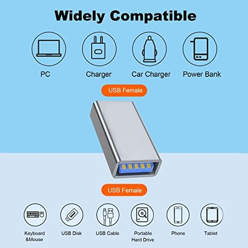 AreMe 4 ПАКЕТ USB 3.0 Адаптер, АЛУМИНИУМ USB НА USB Продолжување Конектор, USB Женски На Женски Спојка Екстендер