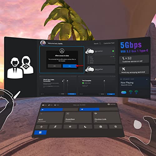 VR Link Cable за Meta Oculus Quest 2 / Quest Pro, 10FT виртуелна реалност слушалки за пристап до кабел за компјутер VR и Steam