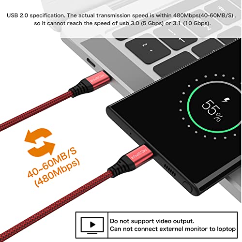 Краток USB C ДО USB C Кабел, USB Тип C Брзо Полнење Најлон Плетенка Кабел Компатибилен Со Android Samsung Galaxy S23/S22/S21/S21+/S20+