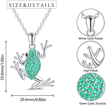925 - Ѓердани Од Сребрена Зелена Жаба За Жени-Украсени Со Кристален Приврзок Од Зелена Кубна Цирконија, Подароци За Накит За Божиќен Роденден За Девојки Пријатели