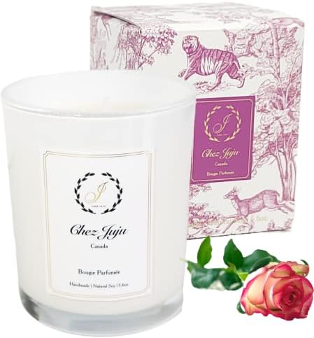 Chez Juju Природна соја восочна свеќа | Роза | Луксузна миризлива мирисна мирисна ароматерапија | Чисто горење | Рачно изработени | Растително-базирани