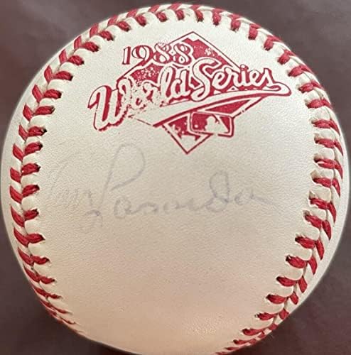Том Ласорда тони ла Руса автограф авто 1988 Светската Серија Ролингс бејзбол ЈСА-Автограм Бејзбол