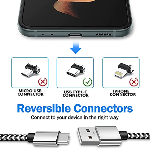 USB Тип C Полнач Кабел 2pack 6ft Брзо Брзо Полнење Кабли За Таблети Samsung Таб А 10.1, 10.5, А7 10.4, Табот S6/Lite S4 S3;Поттикне Оган HD 10,8;Телефони Галаксија A51 S9 S10E
