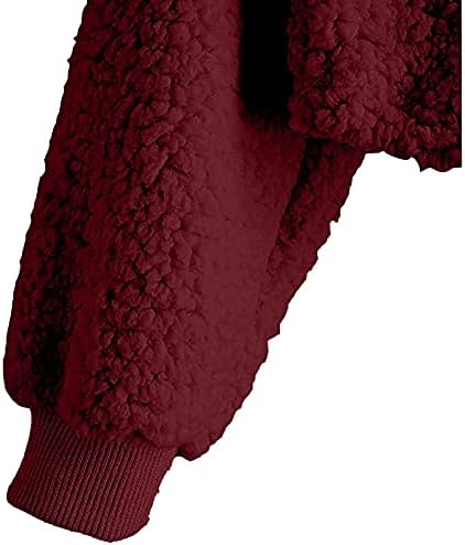 QXDLDHT женски обичен о-врат-контраст боја со долг ракав Топ пулвер, џемпер, џули од волна, мешавина зимска есен мека обична