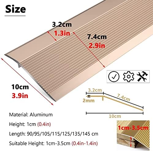 XHP метална лента за транзиција на подот 35-59 инчи за вратата нерамни подови, ленти за транзиција на алуминиум за тепих до плочка, дрво до плочки